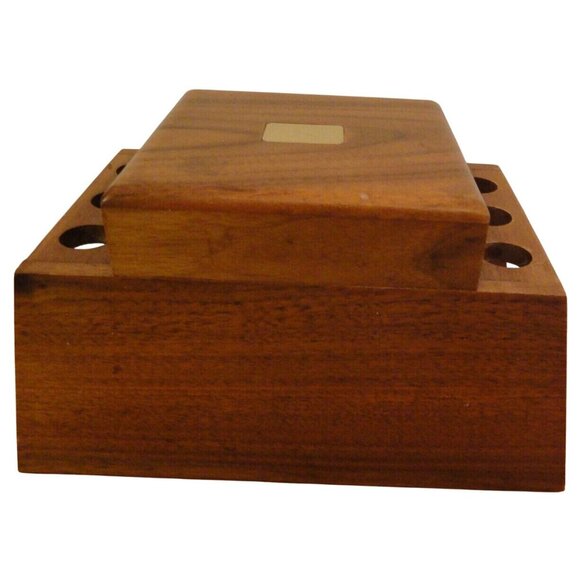 Decatur Mid Century Modern Walnut Wood 6 Pipe Holder Humidor Storage Vintage - Picture 2 of 8
